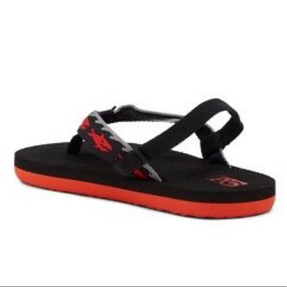 Teva Black & Red Shark Mush II Flip Flops Sandals - Picture 5 of 8